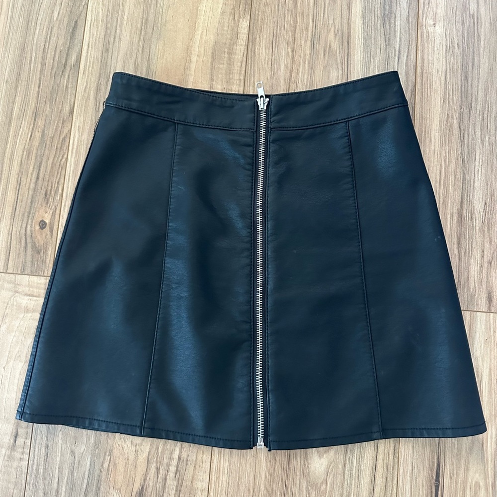 Black faux leather stretch skirt.  Size Small